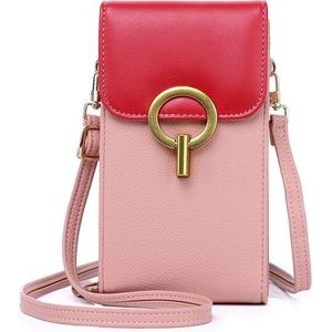 Cross Body Bag - Telefoontasje Roze en Rood - Met meerdere vakjes en ruimte voor pasjes