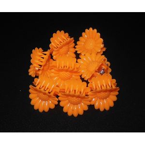 Haarklemmetjes bloemetjes vorm oranje - Koningsdag