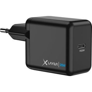 XLayer - Wandlader / Oplader - Powercharger 20W USB-C PD - Adapter / Oplader Geschikt Voor Apple Iphone & Samsung - Zwart