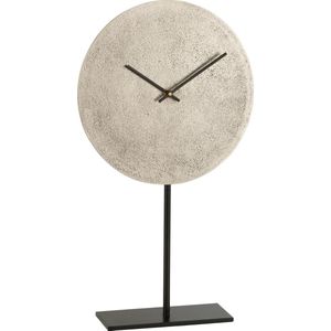 J-Line klok op voet - metaal - zilver - Ø 41 cm - woonaccessoires