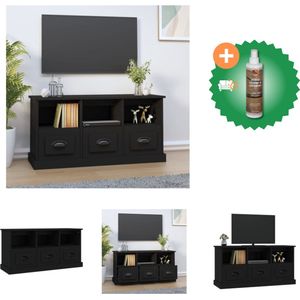 vidaXL Tv-meubel 100x35x50 cm bewerkt hout zwart - Kast - Inclusief Houtreiniger en verfrisser