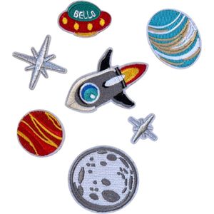Planeet Ster Raket Ufo Strijk Embleem Patch Set 5.5 cm / 8.0 cm / Multicolor