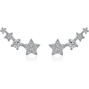 Earcuff Stars | Stud Oorbellen Ster | 20 x 6 mm | Zilverkleurig | Fashion Favorite