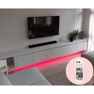 TV kastverlichting - RGBW led strip set - 2 meter - TV meubel verlichting - Onderbouwverlichting - Met afstandsbediening - Multicolor