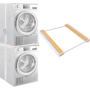 Universeel stapel-/verbindingsframe voor wasmachine en wasdroger, wasmachine accessoires/droger accessoires, tussenframe wasmachine en droger met ratelkabel, breedte
