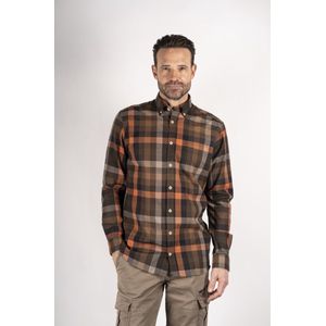 Pre End heren blouse - overhemd heren - lange mouw - 100499 - South - bruin/oranje ruit - maat XL