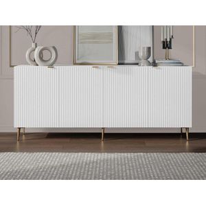 Buffetkast met 4 deurtjes van mdf en staal - Wit en goudkleurig - YESINIA L 190 cm x H 80 cm x D 45 cm