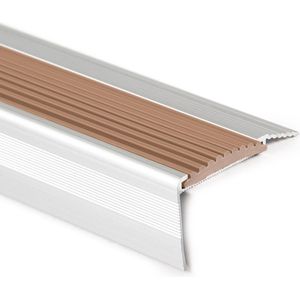 Rubbermagazijn | Trapneusprofiel aluminium recht bruin | 1500 x 55 x 31 mm - 5 stuks | hoekprofiel | traptredeprofiel |