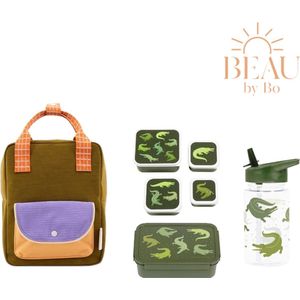BEAU by Bo Sticky Lemon rugzak small + A Little Lovely Company back to school set Krokodillen