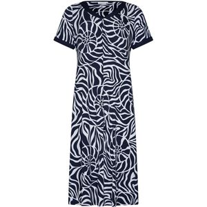 Pastunette Jurk Animal Shell - Ecovero Viscose - Wit/Blauw - Maat 38
