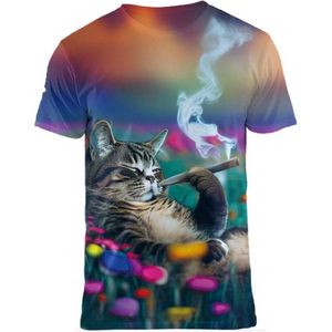 Jonko kitty - Kat met wiet Maat XL - Crew neck - Festival shirt - Superfout - Fout T-shirt - Feestkleding - Festival outfit - Foute kleding - Kattenshirt