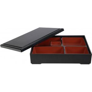 Zwart/Rode Bento box 27 x 22 x 6 cm ABS Lacquerware