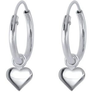 zilveren hangend hartje kinderoorbellen | oorringen hart hanger | oorbellen Meisje Zilver | Zilverana | Sterling 925 Silver
