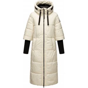 Warm & Waterafstotend Marikoo CIAO MIAU - Lange Gewatteerde Winterjas Dames - Volwassen - Capuchon - Wit - XL