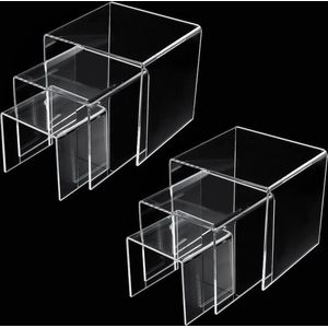 3 Size Acryl Display Riser - 6 stuks - Clear Stand voor Sieraden Cosmetica - Plank Showcase voor Dessert Cupcake Candy - PandaHall
