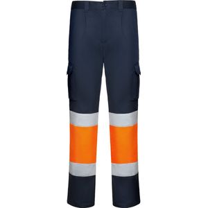 High Visibility Werkbroek 'Daily Stretch' Donkerblauw/Fluor Oranje merk Roly maat 50