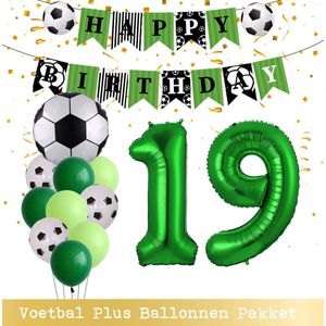 Cijfer Ballon 19 Jaar - Voetbal Ballonnen - Snoes - Pluspakket - set van 12 Sport Voetbalfan Voetbal Jongen/Meisje - Sportieve - Voetbal Vrouwen Mannen - Kinderfeestje - Verjaardag - Helium Ballon nummer 19