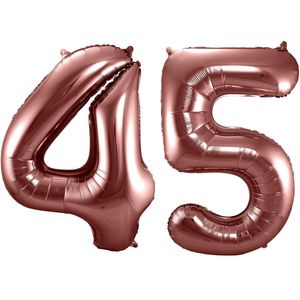 Folat Folie ballonnen - 45 jaar cijfer - brons - 86 cm - leeftijd feestartikelen