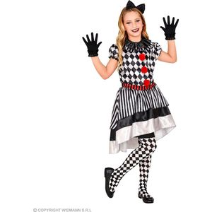 Widmann - Harlequin Kostuum - Speelse Harlekijn Pop Kind - Meisje - Zwart / Wit - Maat 158 - Carnavalskleding - Verkleedkleding