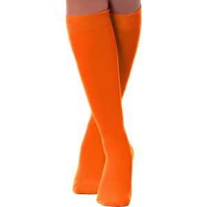 Partychimp Kniekousen Dames Carnaval Carnavalskleding Dames Carnaval Accessoires Verkleedkleren Volwassenen WK Voetbal EK Voetbal Holland - Neon Oranje - Katoen/Polyamide/Elastaan - One-Size