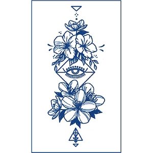 Jagua Henna neptattoo- Bloemen en oog-Carnaval- Tijdelijke plak tattoo-Nep tatoeage-FST252