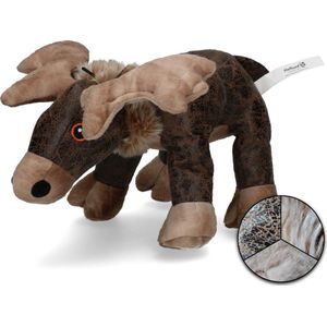 Elegant Moose - honden speelgoed - hondenknuffel met piep - 29 x 23 x 25 cm - Donkerbruin