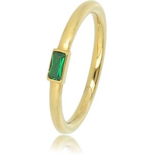 My Bendel - Ring goud met een kleine groene glassteen - Ring goud met een kleine groene glassteen - Met luxe cadeauverpakking