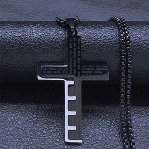 Fako Bijoux® - Cubaans Kruis Key Voor Mannen - Ketting Met Kruis - Heren Ketting - Holy Cross - 33x50mm - 60cm - 2mm - Stainless Steel - RVS - Staal - Zwart