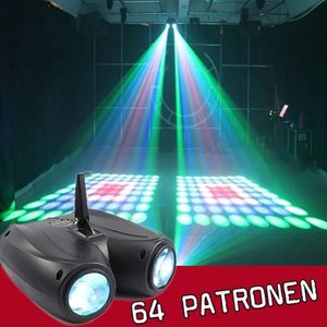 Disco Lichteffect met 64 patronen | Dubbele Party Moonflower | Geluid gestuurd | lichteffecten |  Dj Discolichten | Discolampen |  Feestverlichting  | Discolaser | Projector | sterrenhemel | Laser