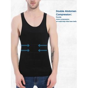 Chibaa - Corrigerend Mannen Tanktop - Ondersteuning - Body Buik Shapewear - Correctie Hemd - Buik weg - Buik verbergen - Strak lichaam - Zwart - Medium