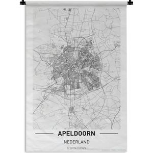 Wandkleed Top 50 Nederland staande- Stadskaart Apeldoorn Wandkleed katoen 120x180 cm - Wandtapijt met foto XXL / Groot formaat!