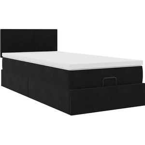 vidaXL - Ottoman - bed - met - matrasx190cm - fluweel - zwart
