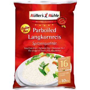 Müller's Mühle Golden Parboiled langkorrelige rijst los, topkwaliteit zak van 10 kg