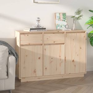 The Living Store Dressoir Grenenhout - 110 x 34 x 75 cm - 2 lades en 3 deuren