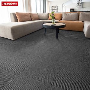 FLOORDIREKT Tapijttegels Bern - 1 Stuk - 50cmx50cm - Tegels Tapijten - Robuust Tapijt - Vloertegels met Antislip Vinylrug - Antraciet