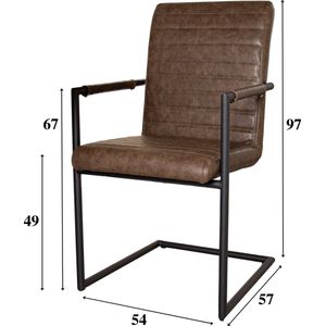 Dimehouse Bras Eetkamerstoel Taupe - Industrieel - Met Armleuning