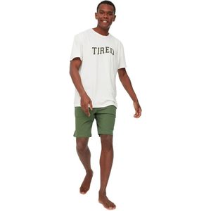 Trendyol Khaki 100% Katoen Regular Fit Gebreide Shorts Pyjamaset Thmss21Pt0312
