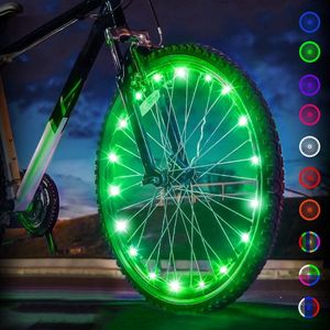 BOTC Spaakverlichting voor fiets - 20 holders - Wielverlichting LED - Lichtsnoer Fietswiel - 20 Leds -220CM - Groen