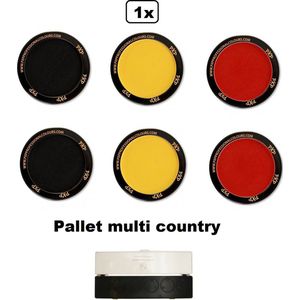 1x Palet Multi color set Country PXP Professional Colours zwart/geel/rood - 6x 10 gram - Schmink Belgie festival thema feest Duitsland kids verjaardag party