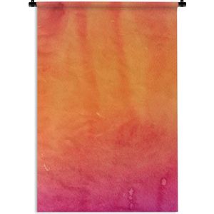 Wandkleed Waterverf Abstract - Abstract kunstwerk gemaakt van waterverf en blauwe met oranje en rode kleuren Wandkleed katoen 120x180 cm - Wandtapijt met foto XXL / Groot formaat!