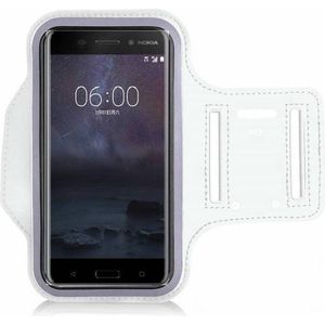 Pearlycase Hoesje Geschikt voor Nokia 6 - Sportarmband hoesje wit hardloopband