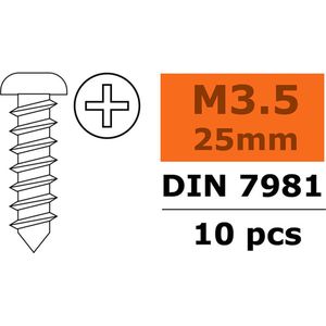 Revtec - Zelftappende cilinderkopschroef - 3,5X25mm - Gegalvaniseerd staal - 10 st