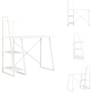 vidaXL Bureau Boekenkast - 102 x 50 x 117 cm - Ruime planken - Wit - PVC-coating - Gepoedercoat staal - Bureau