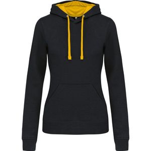 Kariban Damessweater met capuchon in contrasterende kleur K465 - Black / Yellow - L