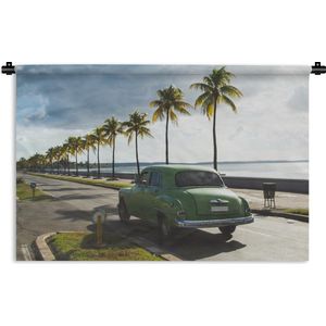 Wandkleed Vintage Auto's  - Groene vintage auto Wandkleed katoen 180x120 cm - Wandtapijt met foto XXL / Groot formaat!