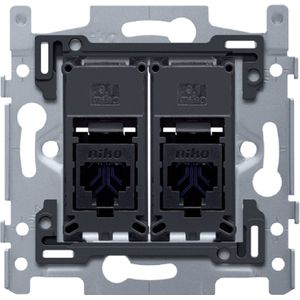 Niko 170-65272 2 RJ45-aansluitingen UTP Cat. 6A, vlakke uitvoering, incl. sokkel 60 x 71 mm met schroefbevestiging