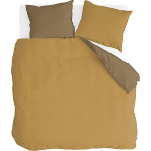 Luxe katoen dekbedovertrek uni geel/mosterd - 240x200/220 (lits-jumeaux) - zacht en comfortabel- stijlvolle uitstraling - ademend en ventilerend - fijne kwaliteit