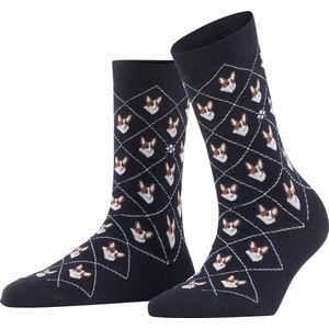 Burlington Corgi one-size, met patroon Katoen sokken dames zwart - Maat 36-41
