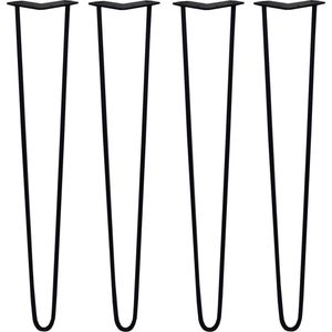 4 x Tafelpoten staal - Lengte: 71cm - 2 pin - 10m - Zwart - SkiSki Legs ™ - pinpoten Retro hairpin