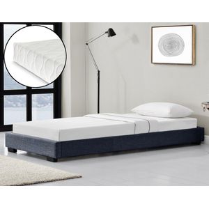 Modern bedframe stof met matras 90x200 donkergrijs